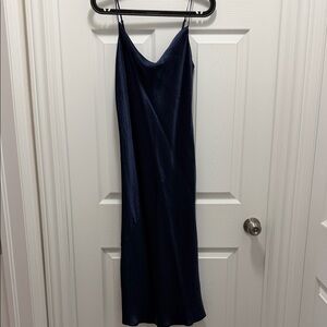 Babaton Navy Blue Slip Midi Dress